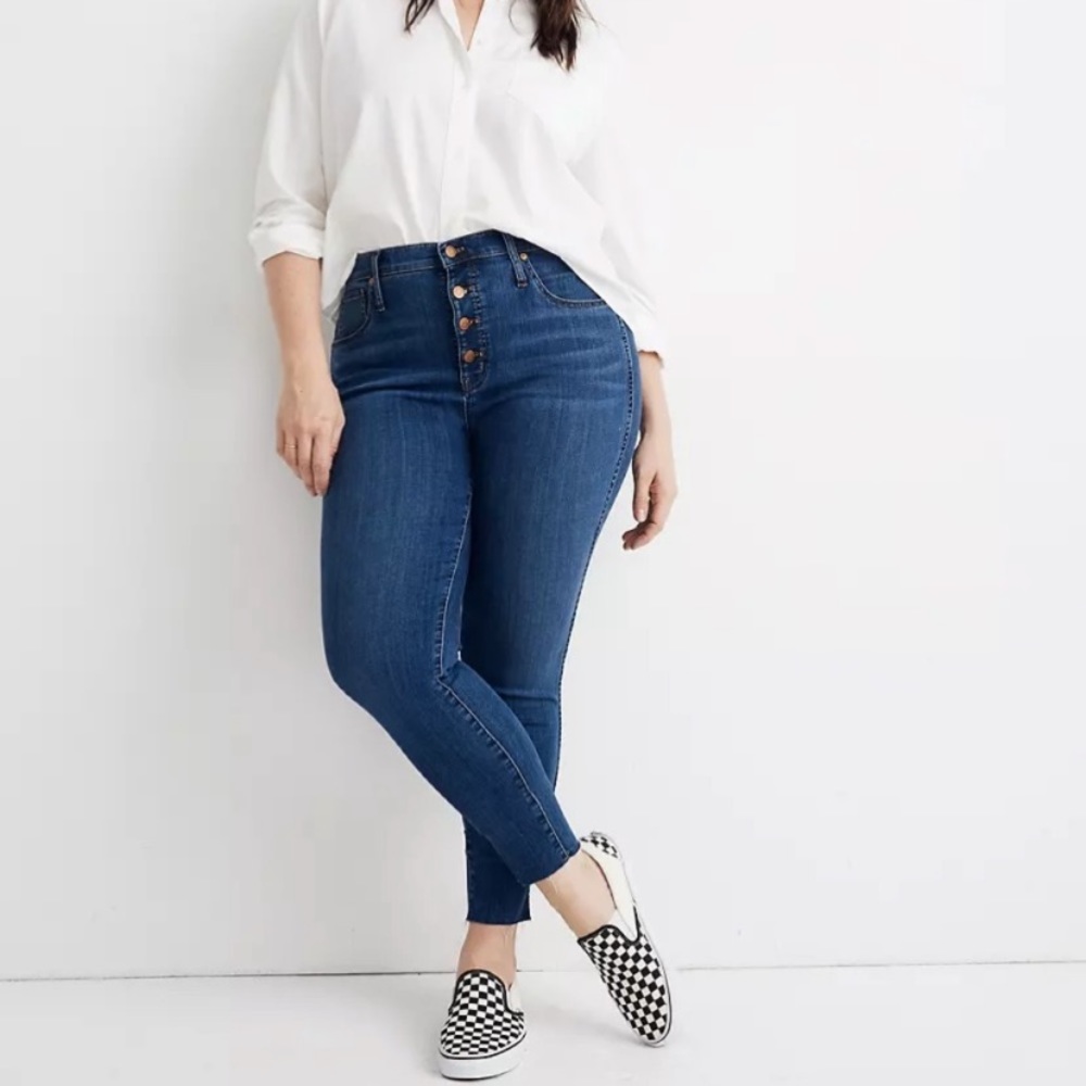 Madewell High rise skinny crop button front jeans